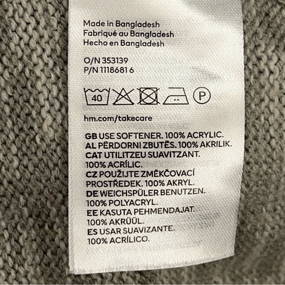 LARGE H&M DIVIDED GREY CABLE KNIT SWEATER WOMENS ACRYLIC ACADEMIA LONG SLEEVE - Picture 11 of 12